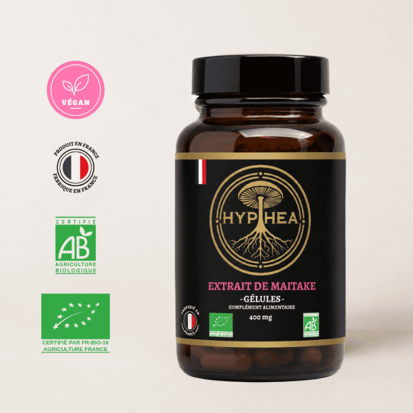 Extrait de Maitake HYPHEA en gélules 400 mg bio, Série Gold, fabriqué en France