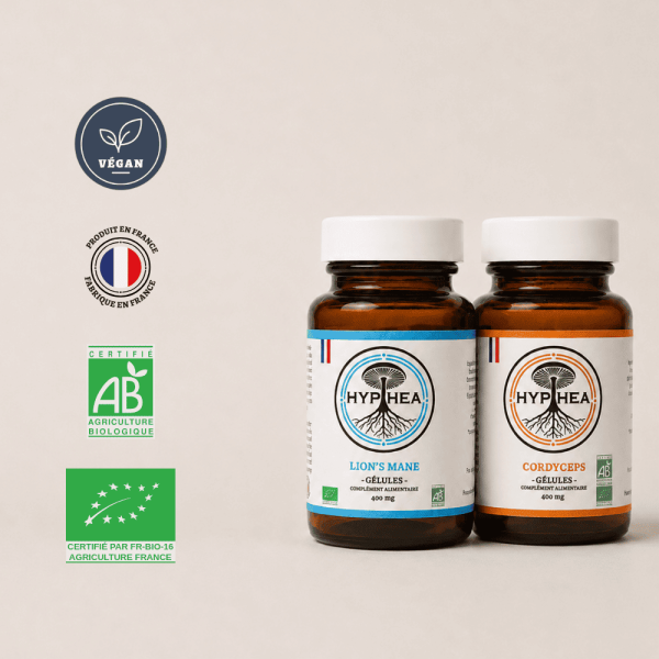 Duo HYPHEA Lion’s Mane et Cordyceps en gélules 400 mg