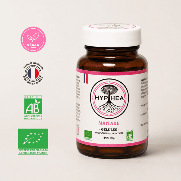 Maitake HYPHEA en gélules 400 mg bio, complément alimentaire fabriqué en France