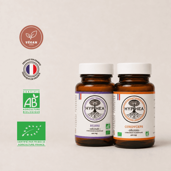 Duo HYPHEA Reishi et Cordyceps en gélules 400 mg