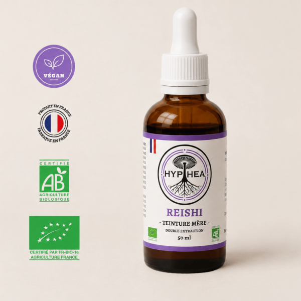 Teinture mère de Reishi HYPHEA 50 ml bio, double extraction et fabrication française
